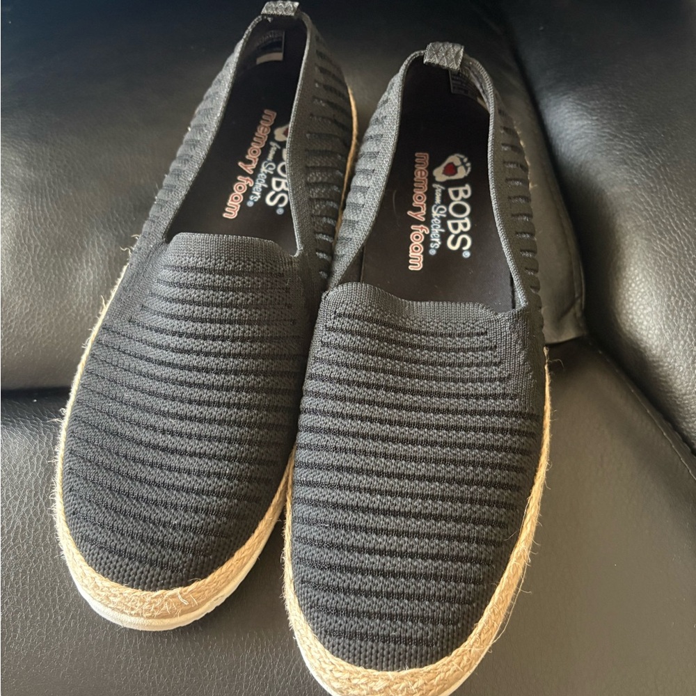 BOBS Memory Foam Black Slip-On Flats